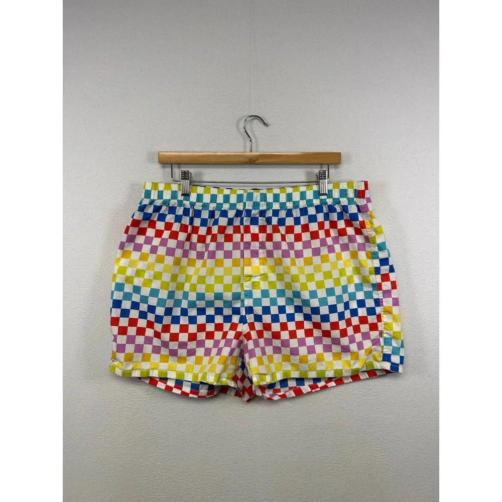 Old Navy Pride Rainbow Checkerboard Mens XL Multicolor Cotton Boxer Shorts